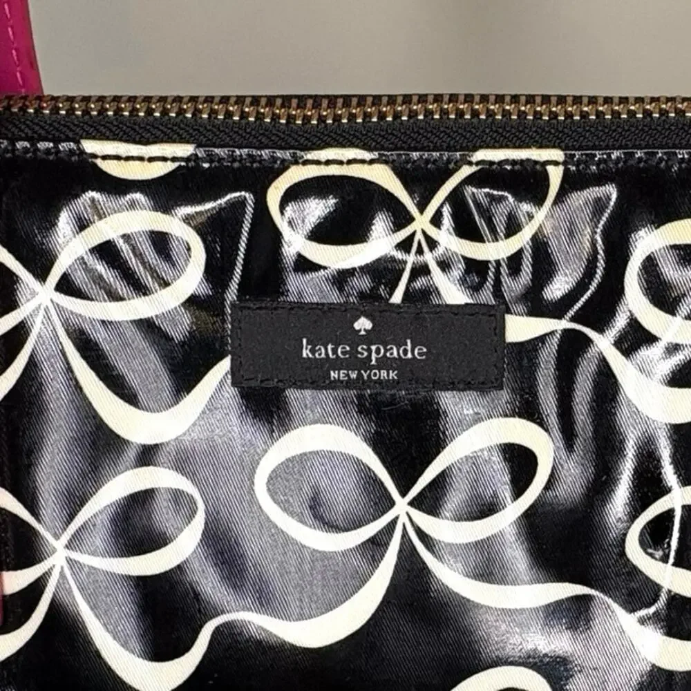 Kate Spade Vinyl Bow Bag Black White Pink - Picture 3 of 13